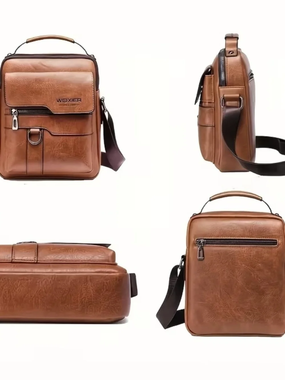 Tan Leather Crossbody Bag for Men